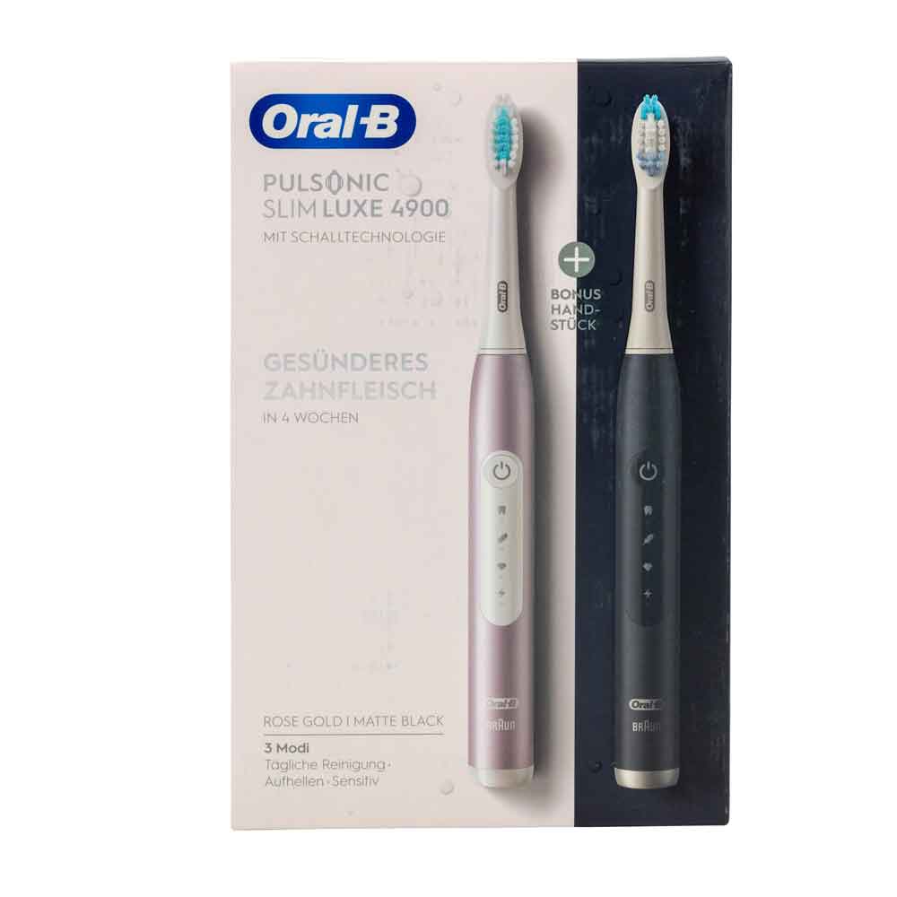 Braun Oral-B Pulsonic Slim Luxe 4900 Schwarz/Rosegold mit 2. Handstück Braun Oral-B Pulsonic Slim Luxe 4900 Schwarz/Rosegold mit 2. Handstück